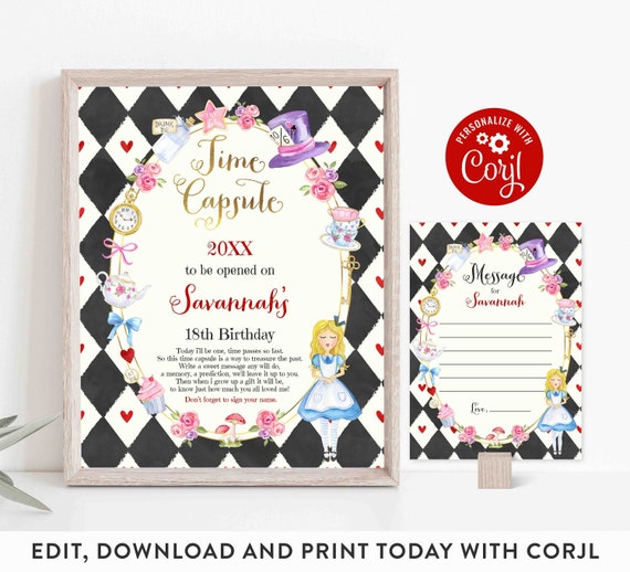 ALICE IN WONDERLAND Printable Signs, Instant Download, Onederland