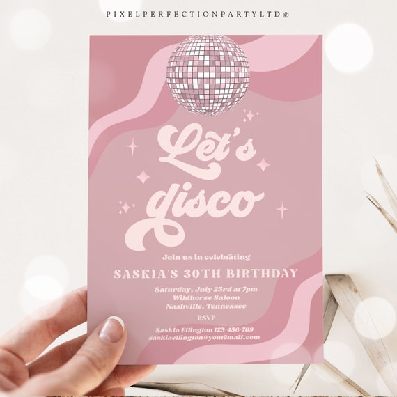 Editable Let's Disco Retro Birthday Party Invitation Groovy Retro 70s Disco  Birthday Party Adult Birthday Any Age Party Instant Download DN 