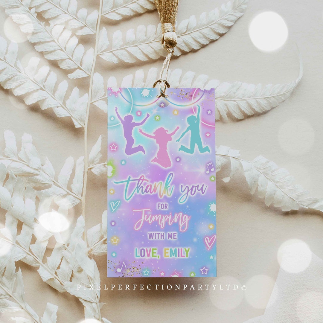 Editable Jump Birthday Party Favor Tags Tie Dye Jump Luggage Etsy
