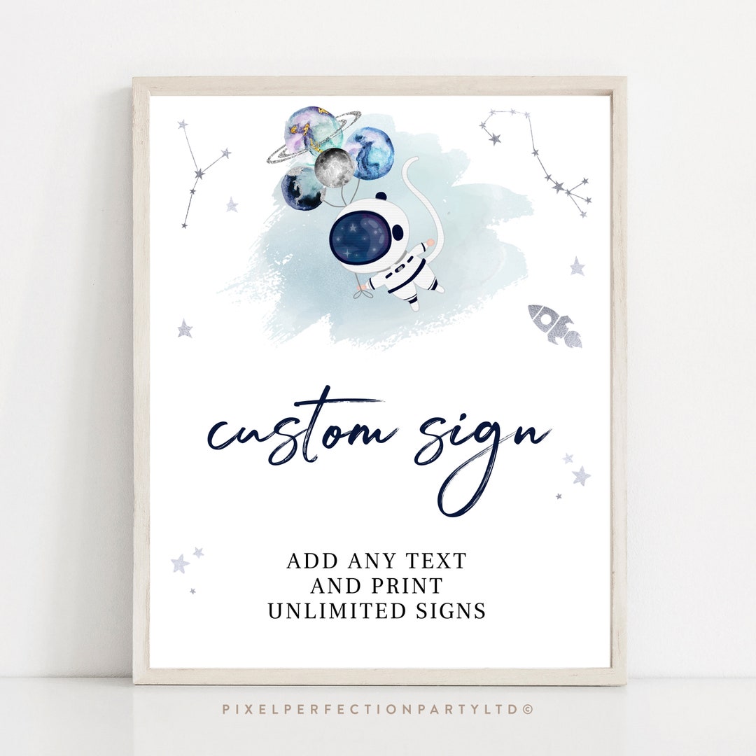 Editable Outer Space Baby Shower Party Sign Fully Editable Space Baby ...