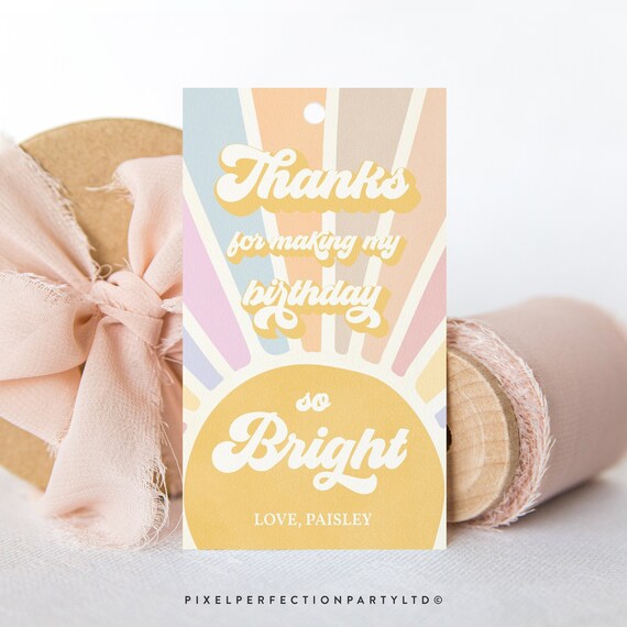 Editable Sunshine Birthday Party Favor Tag Label Here Come The Sun Chip