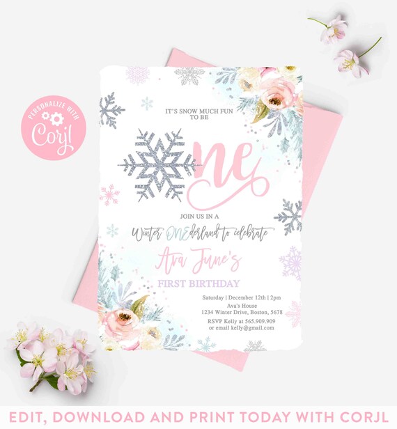 Download Party Supplies Winter Onederland Birthday Poster Pink And Silver Winter Onederland 1st Birthday Milestone Poster Instant Download Editable File Corjl Fw Party Decor