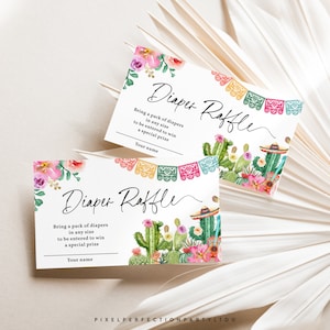 Editable Fiesta Diaper Raffle Ticket Fiesta Taco Bout A Baby Shower Fiesta Cactus Baby Shower Diaper Raffle Insert Instant Download GE