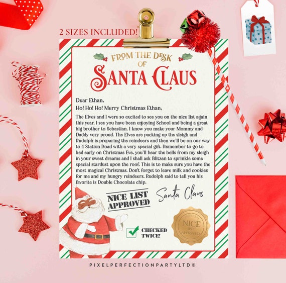 EDITABLE Official Letter From Santa Claus Letter From The Desk Of Santa