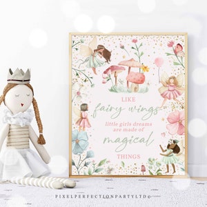 Fairy Birthday Party Fairy Wings Magical Things Table Sign Whimsical Enchanted Magical Floral Fairy Princess Party Decor Instant Download FT