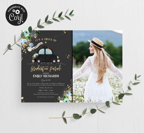 Editable Drive By Graduation Parade Invitation Drive Through Graduation Party Social Distancing Quarantine Graduate 2020 Instant Download FD Il_570xn