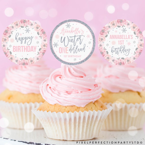 Download Editable Winter Onederland Cupcake Toppers Winter Onederland Cake Toppers Pink Silver Winter Onederland 1st Birthday Party Ws1 By Pixel Perfection Party Ltd Catch My Party