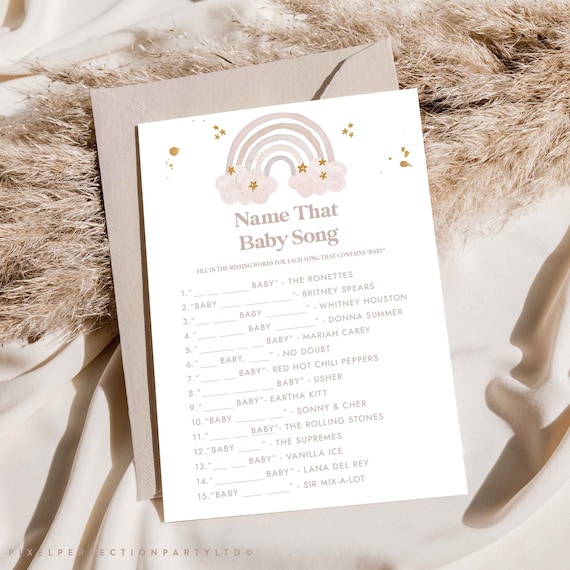 Boho Rainbow Baby Shower Name That Baby Song Game Bohemian Rainbow Muted Earthy Tones Baby Shower Activity Games Instant Download SR Il_570xn