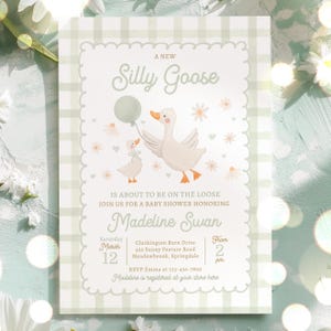Editable Silly Goose Baby Shower Invitation Gender Neutral Goose Baby Shower Geese Baby Shower Spring Baby Shower Instant Download SG7
