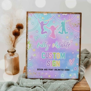 Editable Jump Birthday Party Custom Sign Tie Dye Jump Birthday Party Glow Jump Trampoline Party Let&#39;s Jump Party Instant Editable File OU
