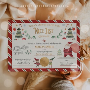 EDITABLE Santa Claus Official Nice List Certificate Letter From The Desk Of Santa North Pole Mail Christmas Eve Box Instant Download LE