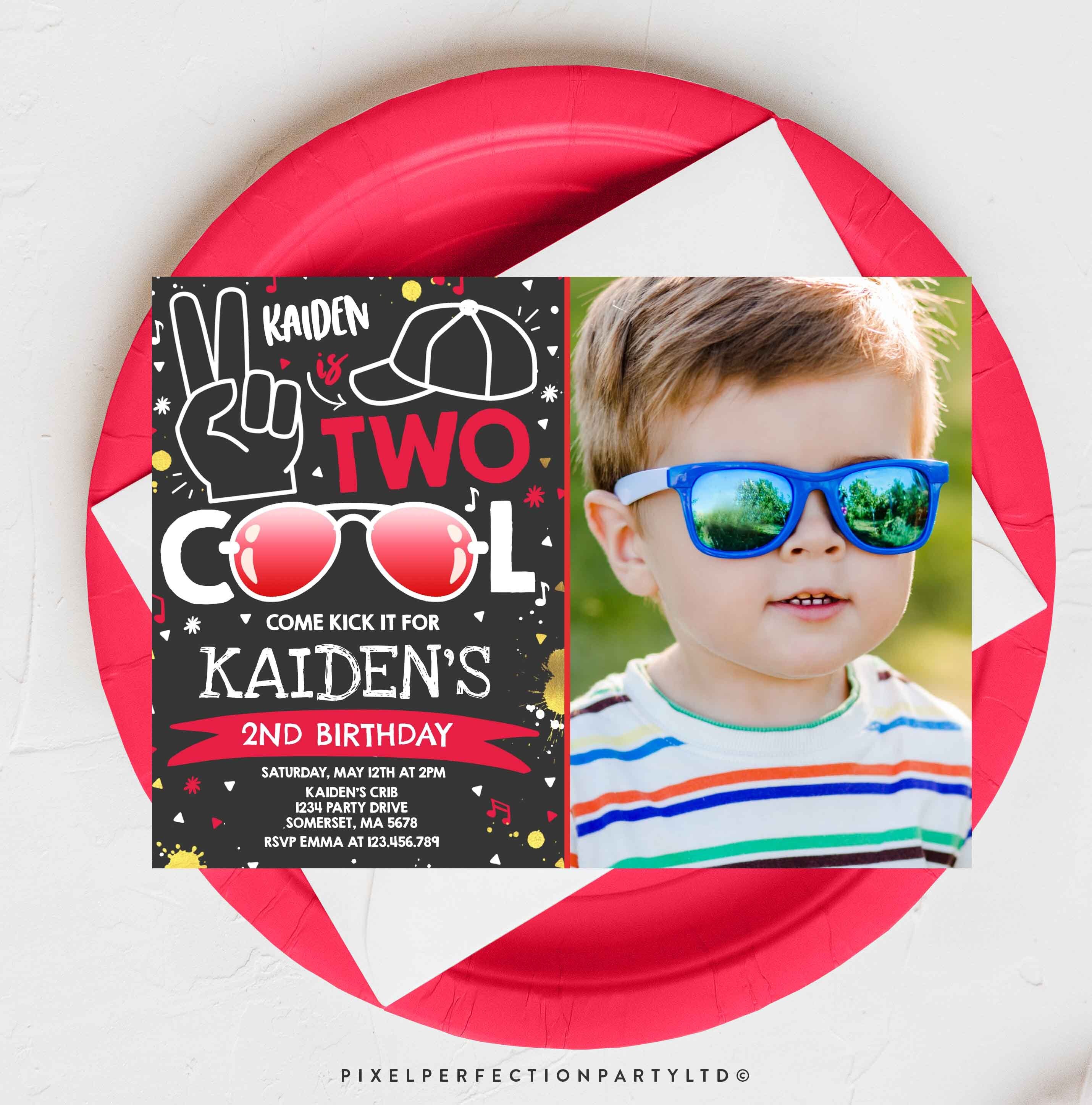 Editable Two Cool Birthday Invitation Two Cool Party Boy 2nd Etsy