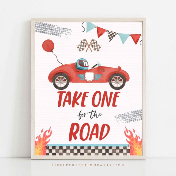 Race Car Birthday Party Favor Sign Take One For The Road Race Car Favor SignGrowing Up Two Fast Car 2nd Birthday Party Instant Download VR