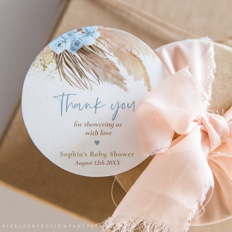 Editable Pampas Grass Favor Tag Bohemian Baby Shower | Etsy