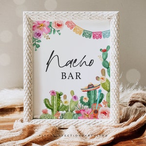 Nacho Bar Party Sign Fiesta Party Sign Fiesta Table Station Sign Fiesta Party Decorations Taco 'Bout A Party Fiesta Mexican Cactus Sign GE