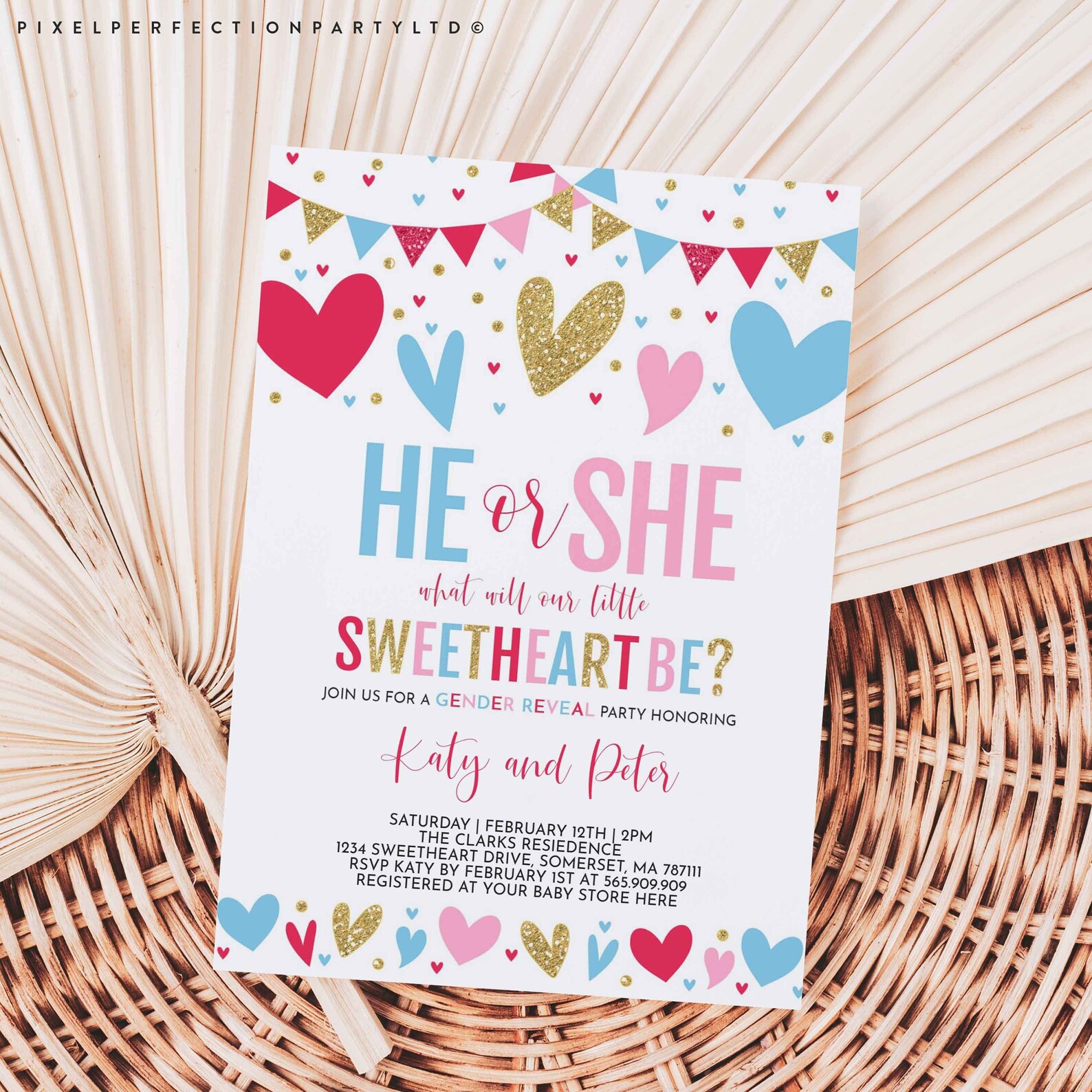 Valentine Gender Reveal Invitation Valentines Day Gender Etsy UK
