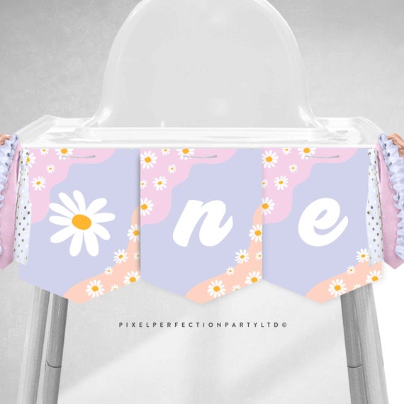 Groovy Birthday Party Highchair Banner Retro Groovy Floral 70's Birthday Party Hippie Festival Vibes Party Banner Instant Download FR Il_570xn
