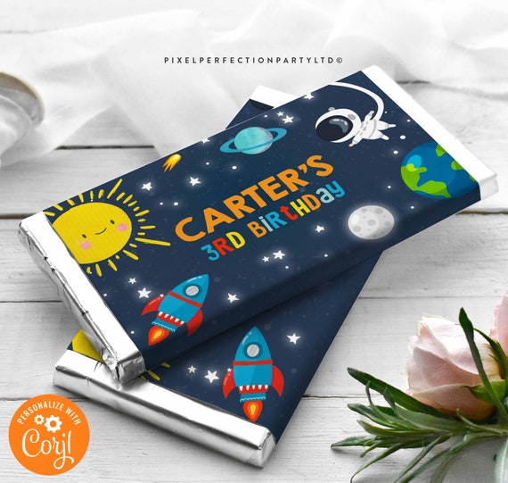 EDITABLE Outer Space Candy Bar Wrapper Labels Outer Space Galaxy Candy Bar Wrapper Astronaut Outer Space Party Favors Instant Download SM Il_570xn