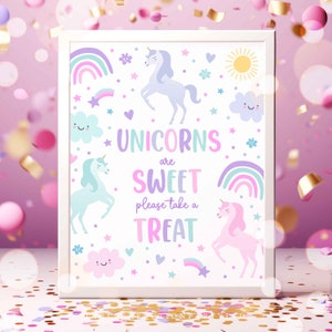 Unicorn Birthday Unicorns Are Sweet Sign Magical Pastel Rainbow Unicorn Birthday Whimsical Fairytale Unicorn Party Instant Download UY5