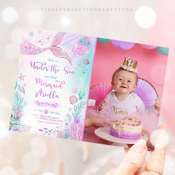 Editable Mermaid Birthday Invitation Mermaid Under The Sea Birthday Party Whimsical Mermaid Birthday Party Instant Download UH1 Il_570xn