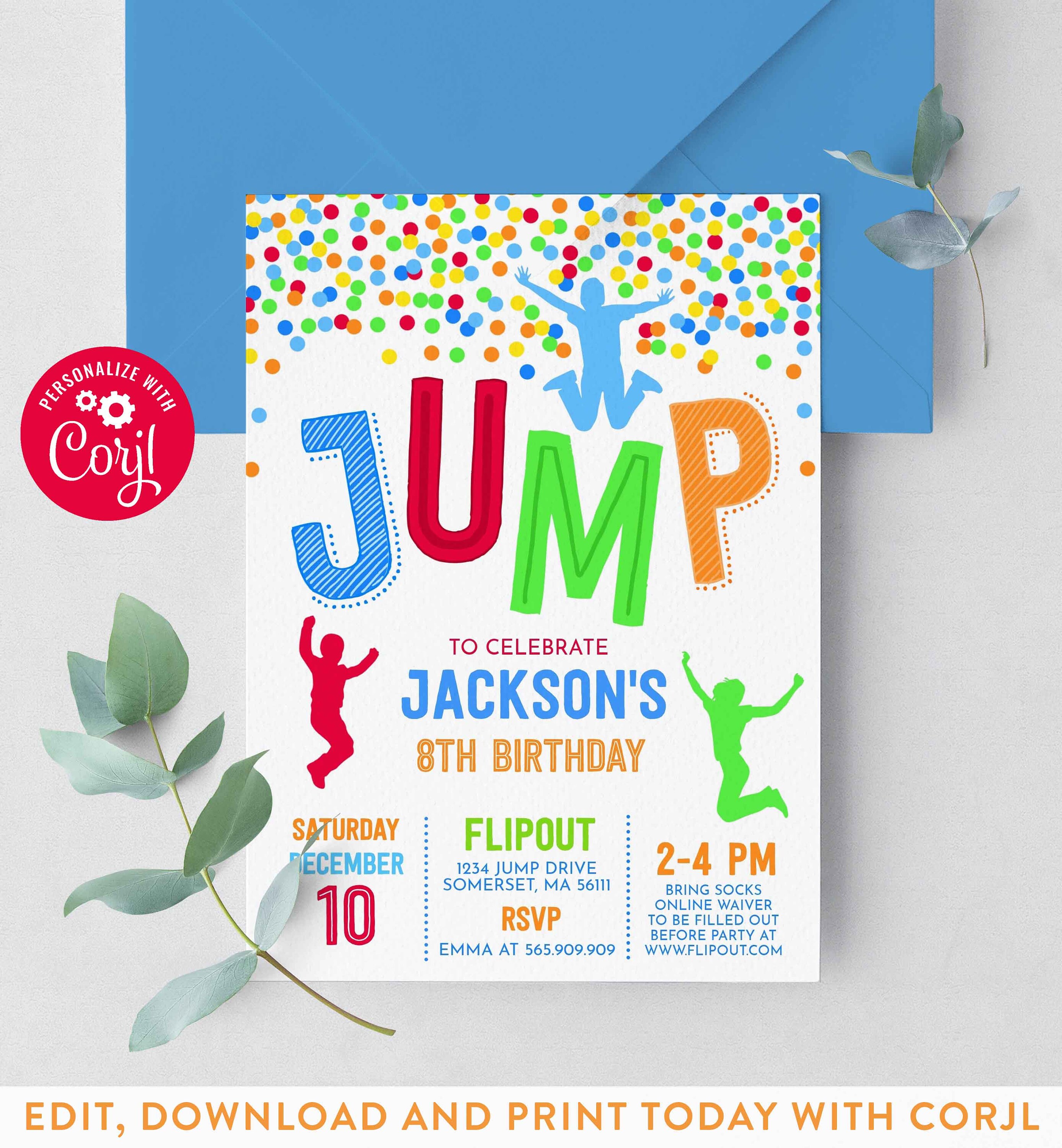 Jump Invitation Jump Birthday Invitation Trampoline Party Etsy