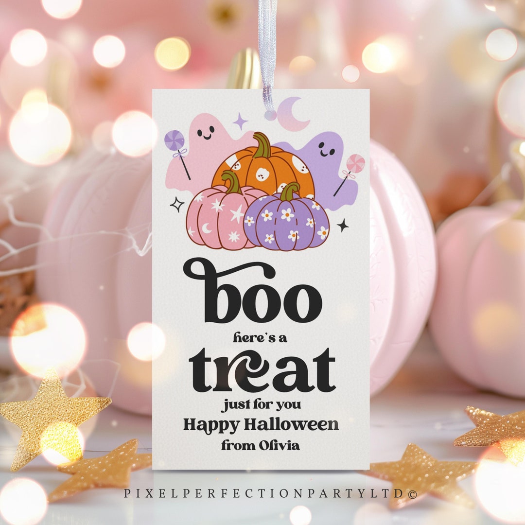 Editable Halloween Ghost Gift Tag Boo Here's A Treat for You Tag Trick ...