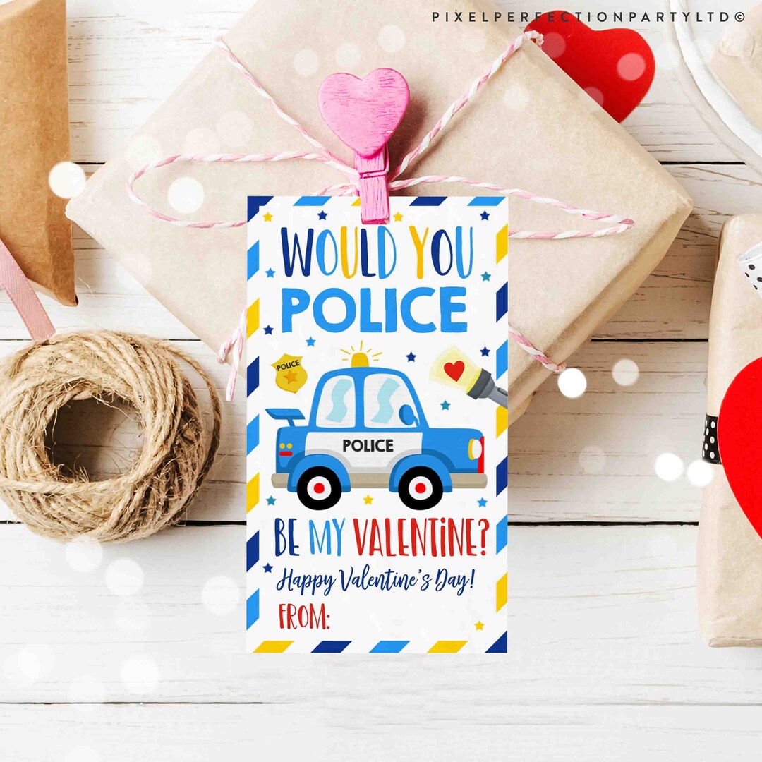 Editable Police Valentine's Day Gift Tag Police Valentine - Etsy
