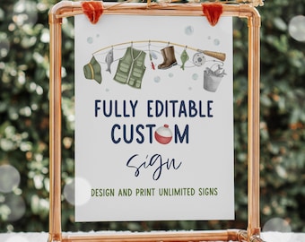 Fully Editable Fishing Birthday Party Custom Sign O-Fish-Ally One 1st Birthday Decor Fisherman Birthday Party Decor Instant Download 42Y