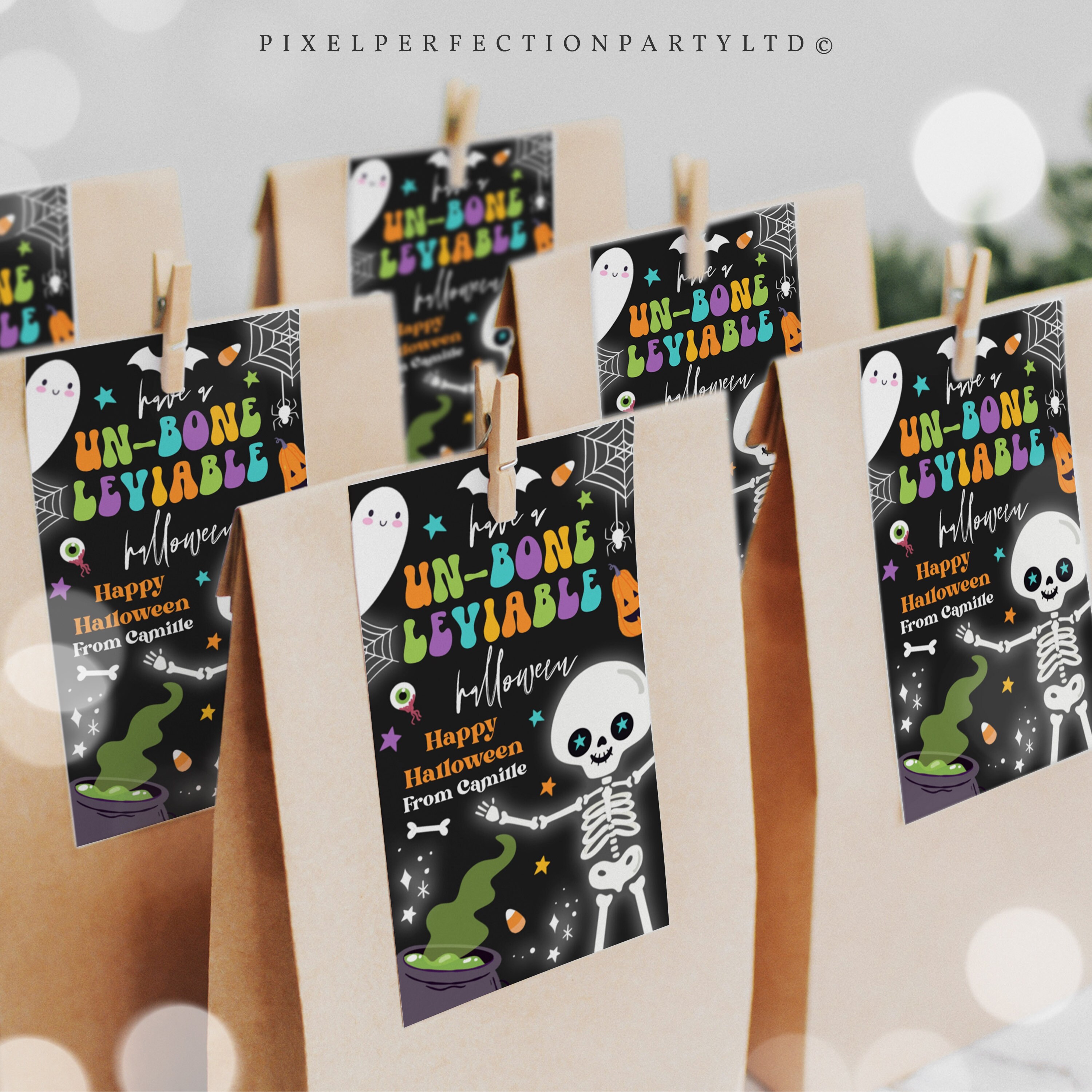 Editable Halloween Skeleton Gift Tag Halloween Trick or Treat Party ...
