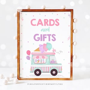 Ice Cream Cards And Gifts Sign Ice Cream Truck Birthday Party Cards And Gifts Table Sign Ice Cream Birthday Party Decorations YU