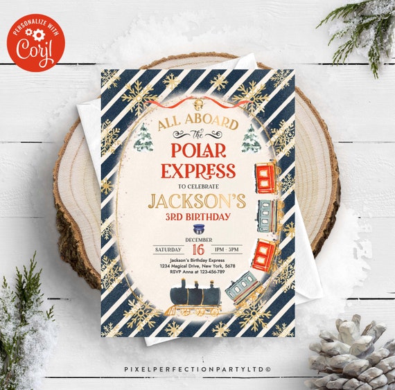 Editable Polar Express Birthday Invitation North Pole Express Birthday ...