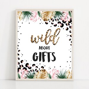 Safari Wild About Gifts Birthday Party Sign Safari Wild One Gifts Sign Wild One Wild Child Party Safari Leopard Print Instant Download GY