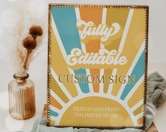 Fully Editable Sunshine Baby Shower Custom Sign Retro Sunshine Baby Shower A Little Sonshine Boho Baby Shower Decor Instant Download S7