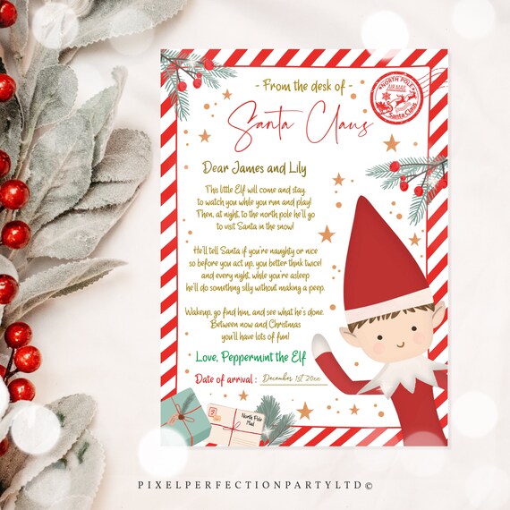 EDITABLE First Time Elf Arrival Letter First Time Elf Visiting Letter