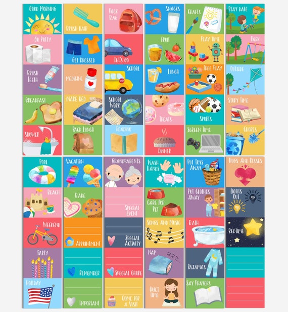 20 Printed Picture Clips for Kids  Chore chart pictures, Kids schedule,  Morning routine