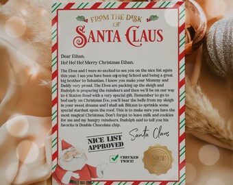 Editable Official Letter From Santa Claus Letter From The Desk Of Santa Claus North Pole Santa Mail Christmas Eve Box Instant Download LE