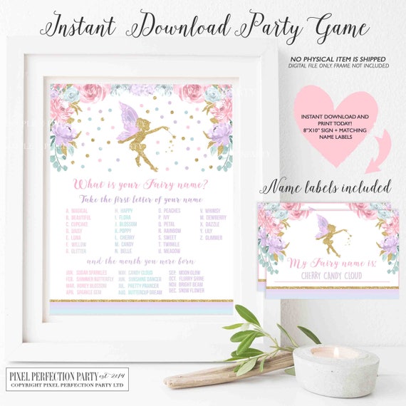 What Is Your Fairy Name Game Fairy Party Game Fairy Party Whimsical Fairy Birthday Floral Fairy Party Game Instant File Fairy Game FF1 Il_570xn