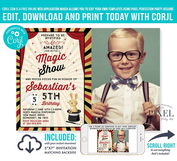 Magician Invitation Magician Birthday Invitation Magic Show Party Magic Show Birthday Magician Party Instant Download Editable PDF K1 Il_570xn