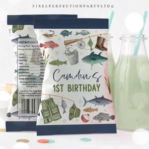 Fishing Birthday Party Chip Bag Label O-Fish-Ally One 1st Birthday Party Decor Fisherman Birthday Party Decor Instant Download 42Y