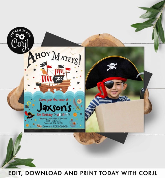 Pirate Invitation Pirate Birthday Invitation Pirate Ship Invitation Pirate Party Treasure Map Invitation Pirate Party Instant Download 70 Il_570xn