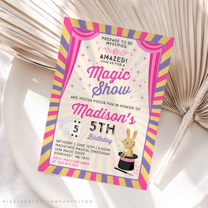 Girl Magician Invitation Magician Birthday Invitation Magic Show Party Magic Show Birthday Magician Party Instant Download Editable PDF K1