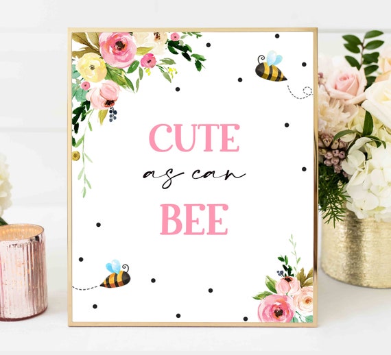 Cute As Can Bee Sign Bumble Bee Decor Table Sign Honey Bee Baby Shower Party Decorations Bee Babee Shower Instant Download Sign BH Il_570xn