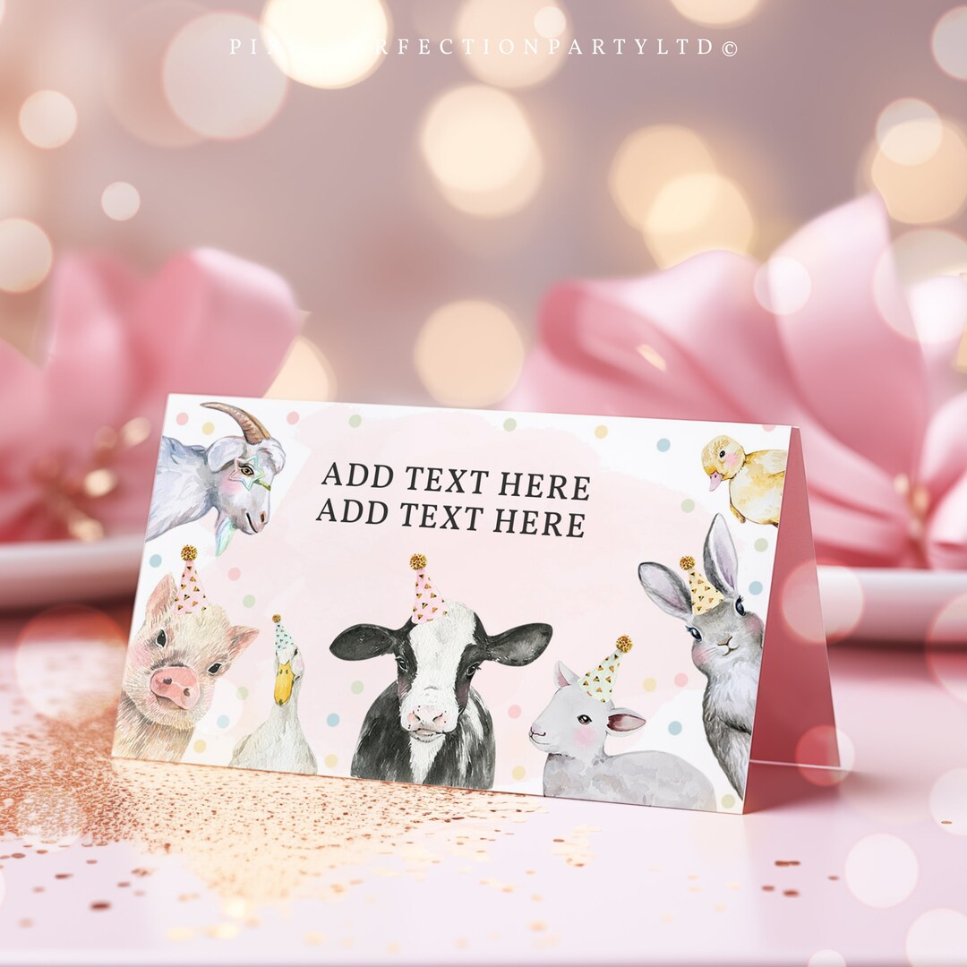 Farm Animals Birthday Party Food Labels Pink Girl Farm Barnyard Farm
