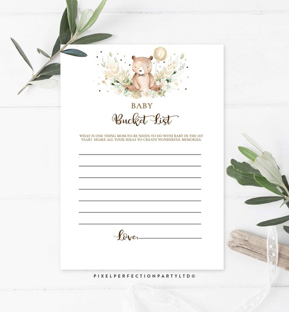 Teddy Bear Baby Shower Bucket List Game Baby Shower Game Brown Boy Teddy Bear Baby Shower Bear Baby Shower Activities Instant Download TB Il_570xn