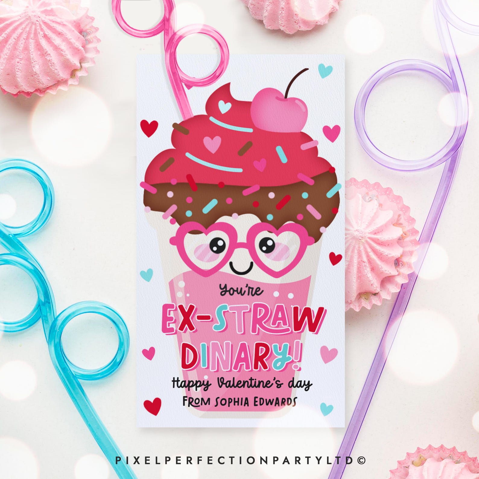 Straw Ex Editable Silly Straw Valentine's Day Gift Tags Ex-strawdinary Crazy ...