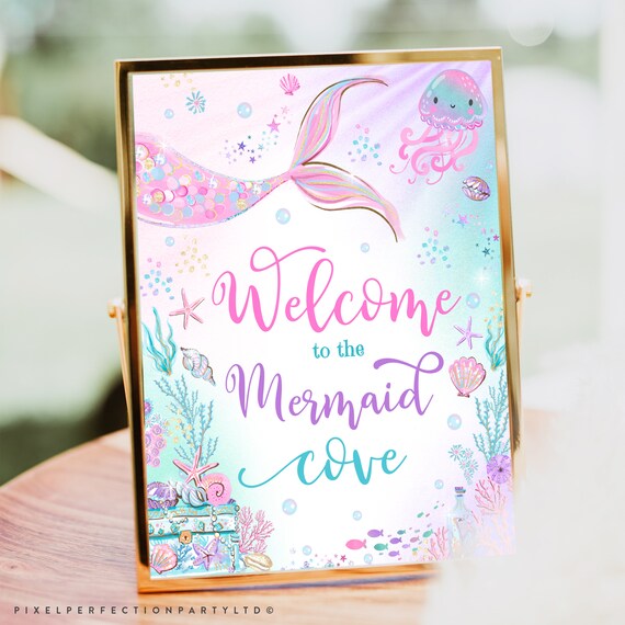 Welcome To The Mermaid Cove Party Sign Mermaid Birthday Party Welcome