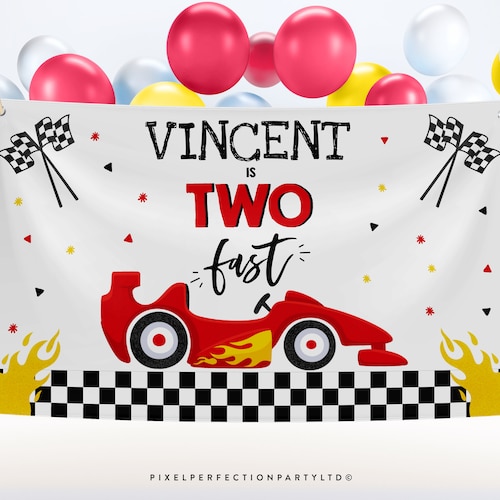 Aperturee Two Fast 2 Curious Racing Birthday Half Moon Arch Backdrop