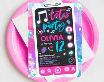 Editable Music Birthday Invitation Music App Teen Tween Birthday Party Invite Musical App Social Media Birthday Party Instant Download MP