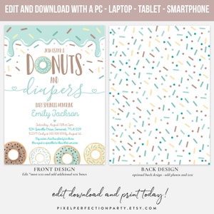 Editable Donuts and Diapers Baby Sprinkle Donut Baby Sprinkle Donut ...