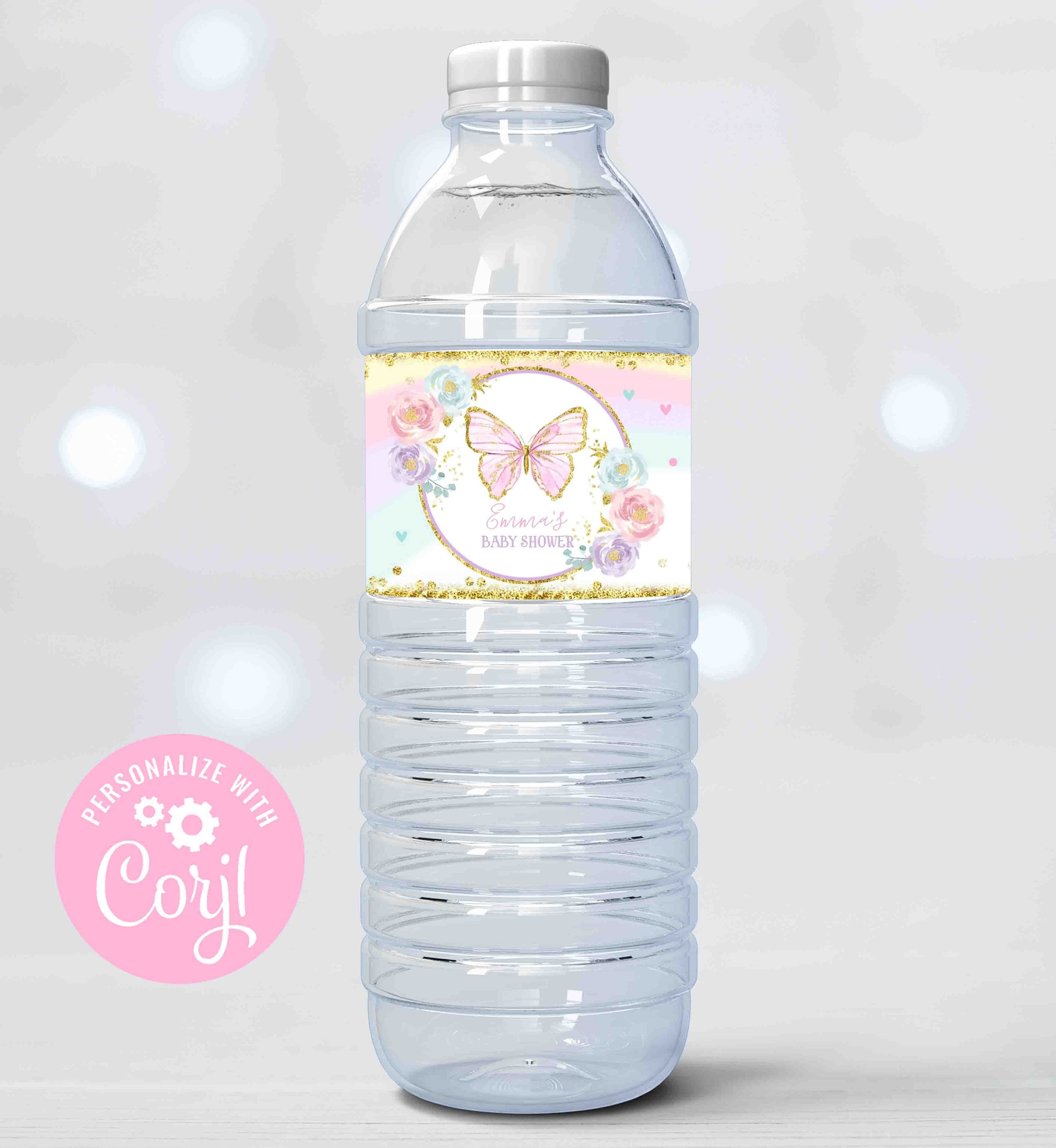 Editable Butterfly Water Bottle Labels Butterfly Baby Shower Etsy